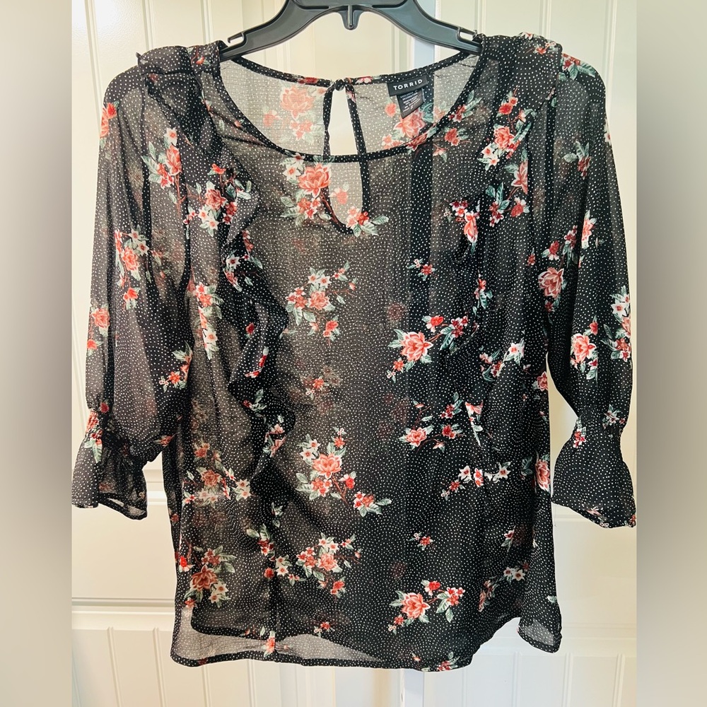 Torrid Ruffled Floral Blouse - Picture 2 of 11